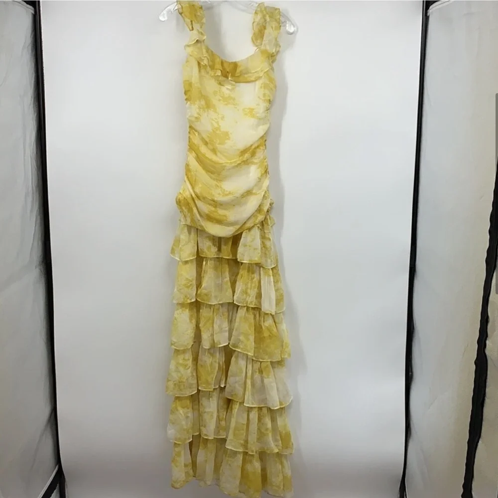 REVOLVE Yellow Tiered Ruffle Maxi Dress - Picture 8 of 10